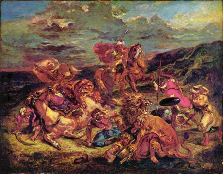 Eugene Delacroix Lion Hunt France oil painting art